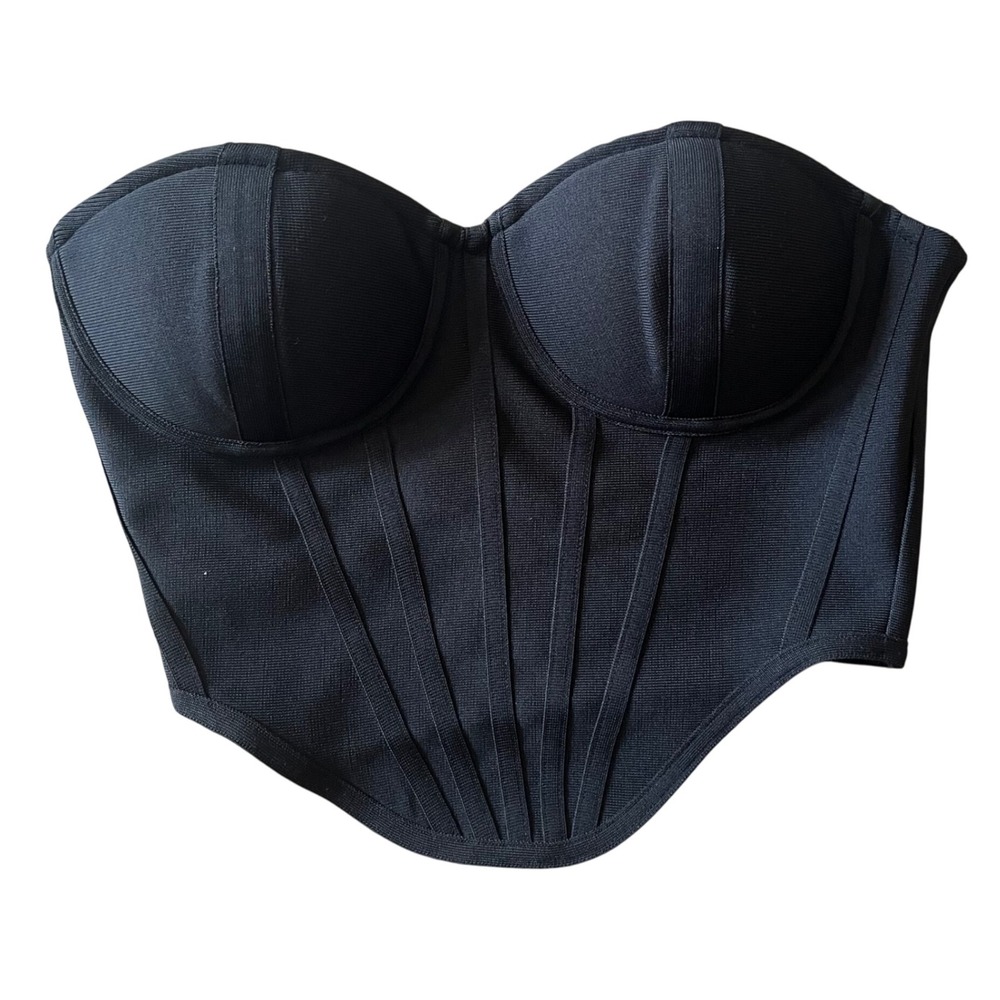 Fashion Nova Amara Bandage Corset Top Black Sleeveless Bustier Cropped Going Out